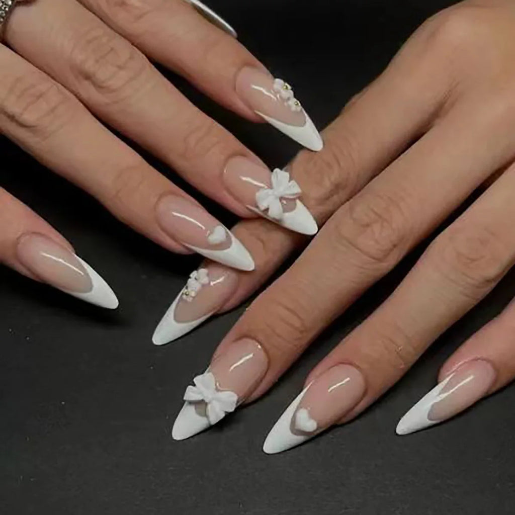 Faux Ongles Luxe 24 Pièces – Strass, Perles & Motif Queue de Sirène