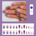 Faux Ongles 24 pièces – Dégradé Brillant, Paillettes & Cœurs, Style French Élégant