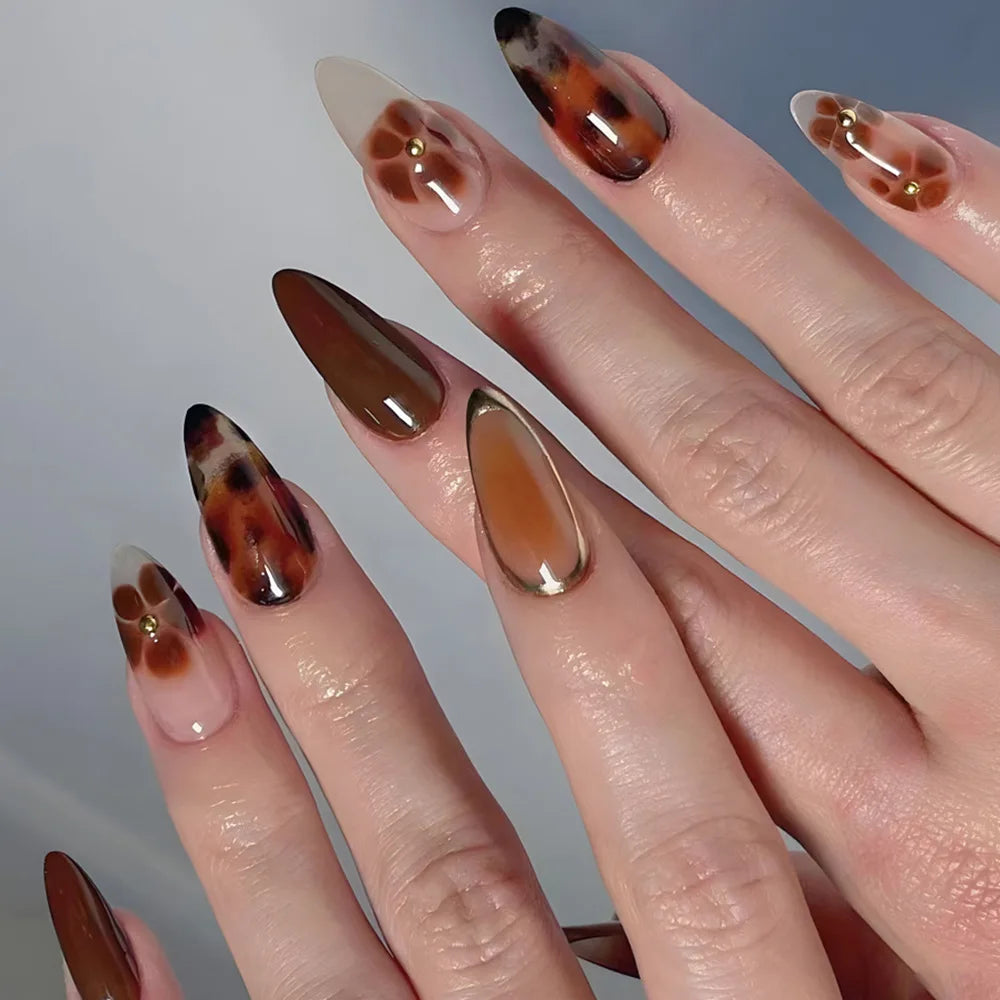 Faux Ongles Luxe 24 Pièces – Strass, Perles & Motif Queue de Sirène