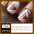 Lot de 24 Faux Ongles Courts Carrés à Motif Fantaisie – Style Doux et Tendance – Ongles Press-On pour Filles et Femmes avec Colle