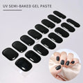 16 Tips UV Semi-Cured Gel Nails Sticker French Full Cover Luminous White Glitter Gel Nail Wraps UV for Home Nails Extension DIY#
