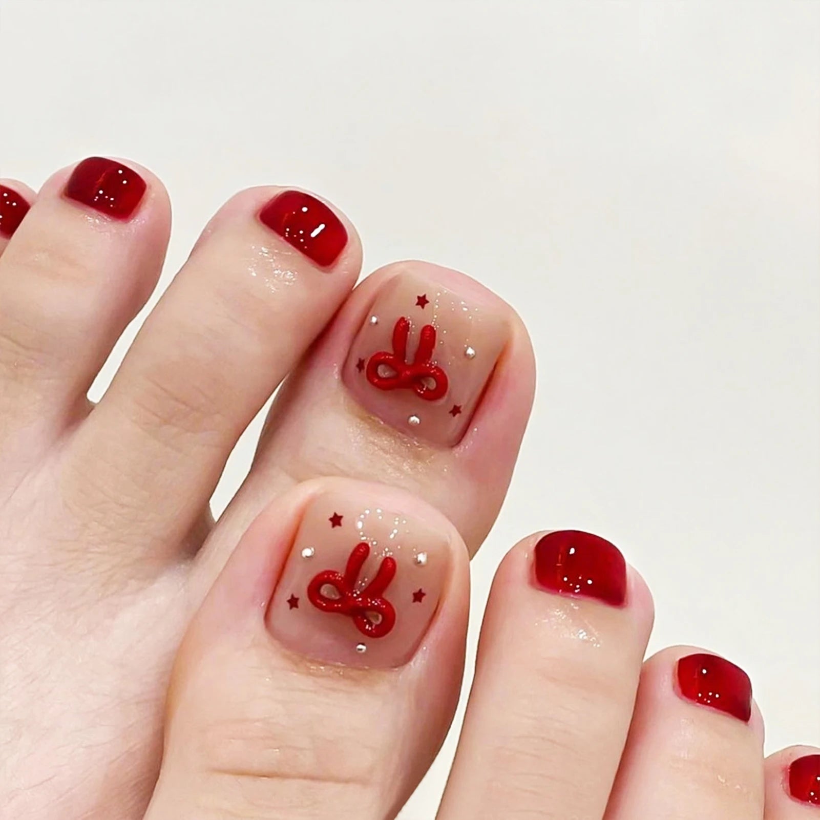Faux Ongles de Pieds Nude Rose – 24 pièces, Style Chic & French Manucure Florale